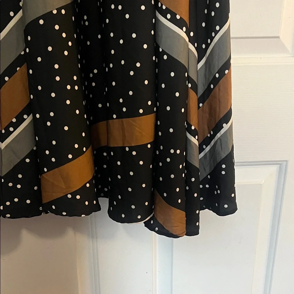 Chic Black and Brown Polka Dot A-Line Skirt